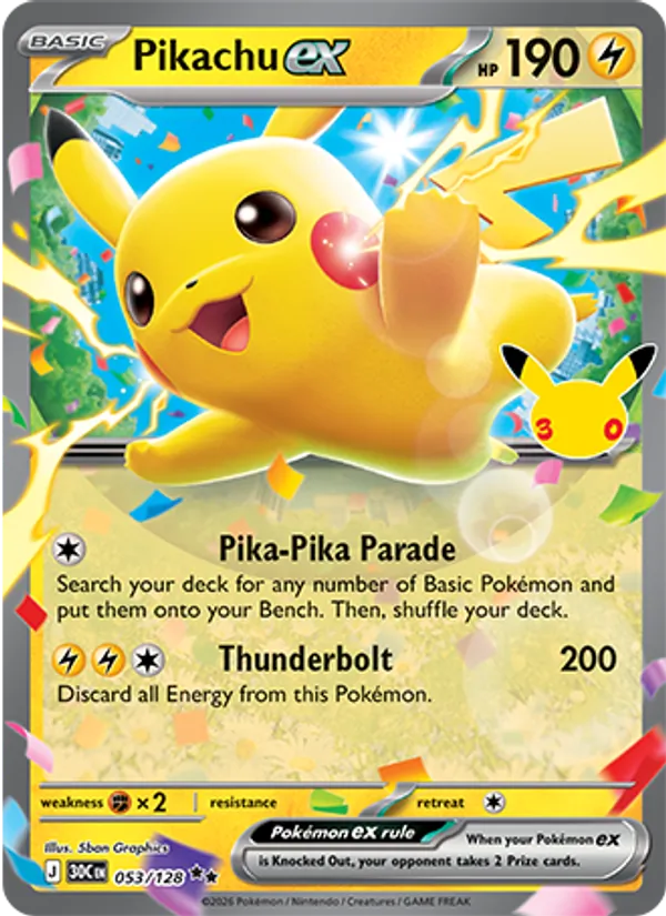 Pikachu ex from 30th