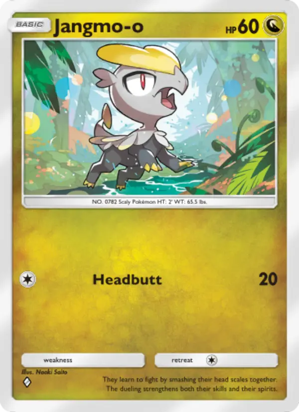 Jangmo-o Pokemon card from Celestial Guardians