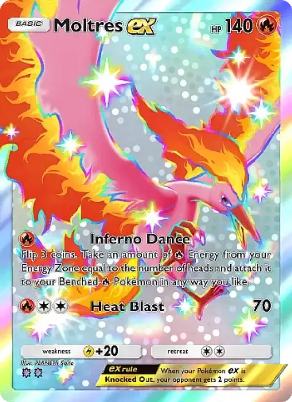 Moltres ex Pokemon card from Eevee Grove