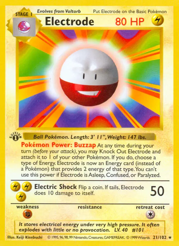 Electrode Pokemon card from Base Set
