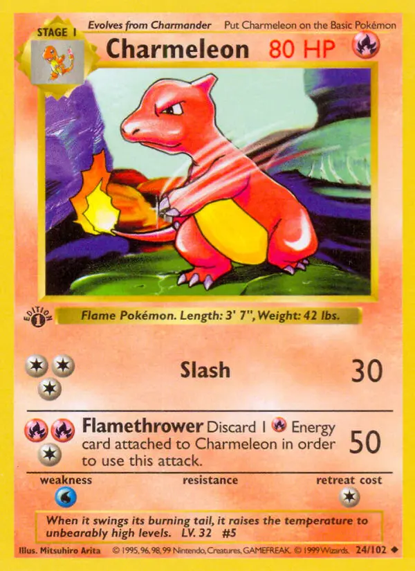 Charmeleon Pokemon card from Base Set