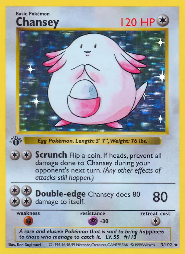 Chansey Pokemon card from Base Set