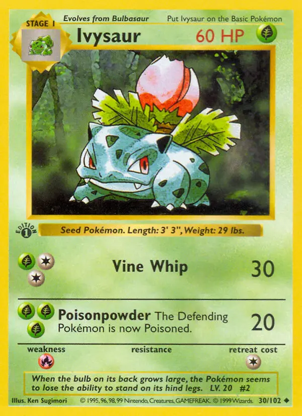 Ivysaur Pokemon card from Base Set