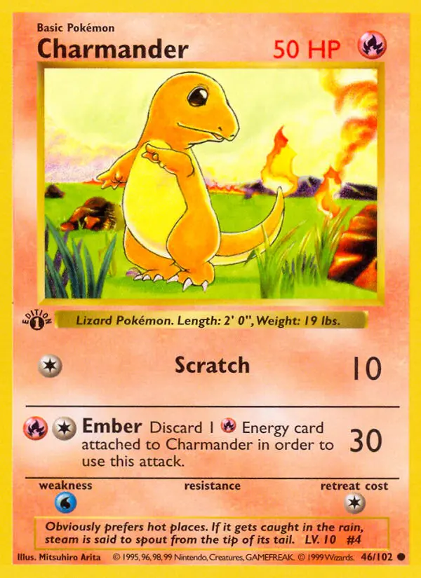 Charmander Pokemon card from Base Set