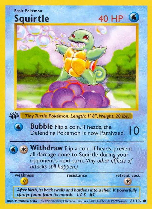 Squirtle Pokemon card from Base Set