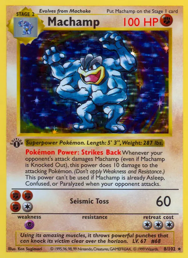 Machamp Pokemon card from Base Set