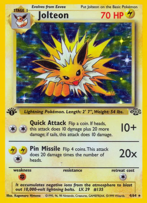 Jolteon Pokemon card from Jungle