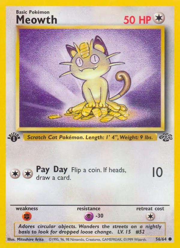 Meowth Pokemon card from Jungle
