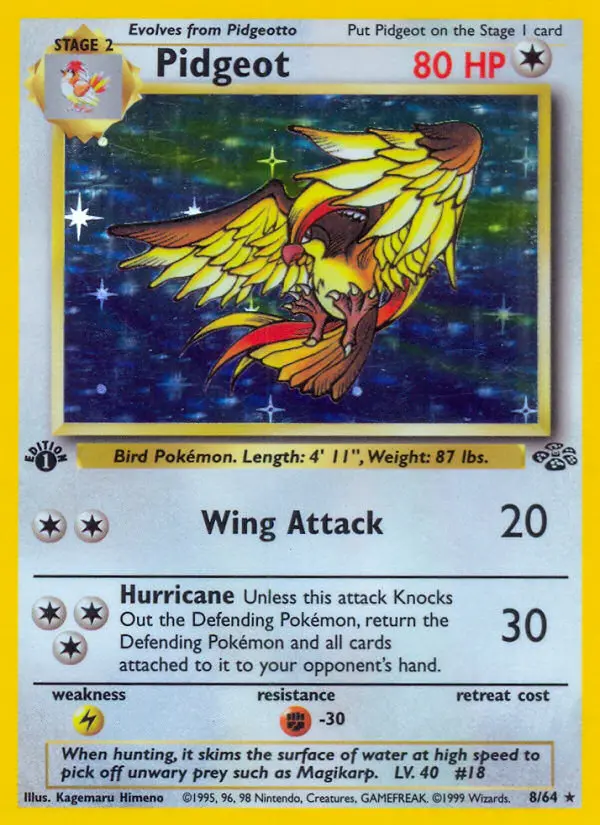 Pidgeot Pokemon card from Jungle