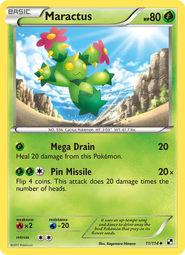 Maractus Pokemon card from Black & White