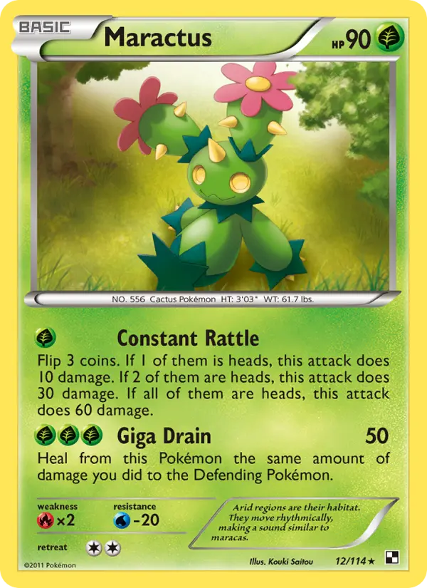 Maractus Pokemon card from Black & White