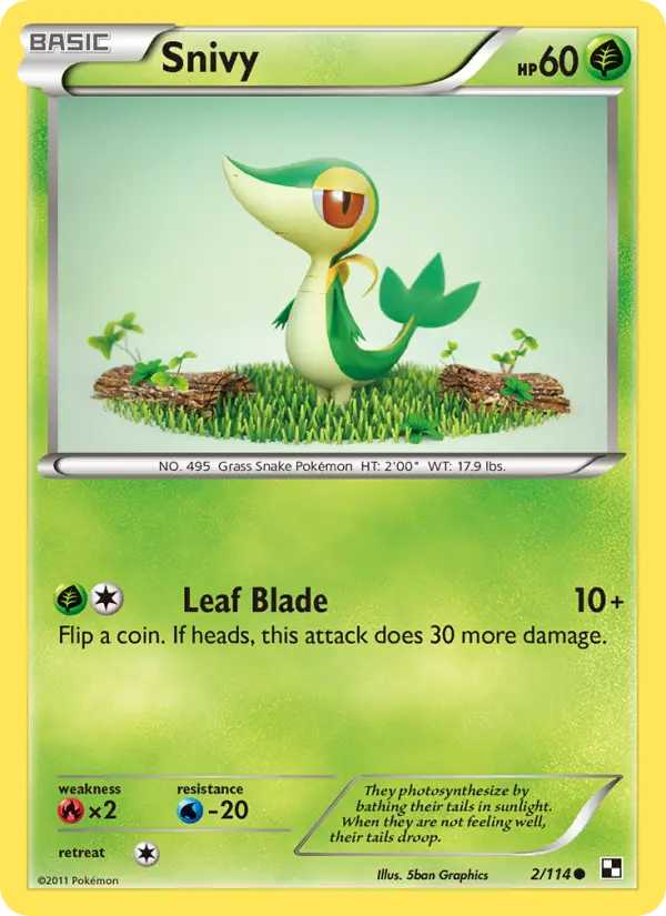 Snivy Pokemon card from Black & White