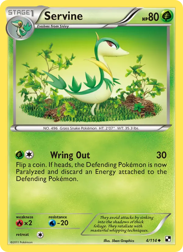 Servine Pokemon card from Black & White