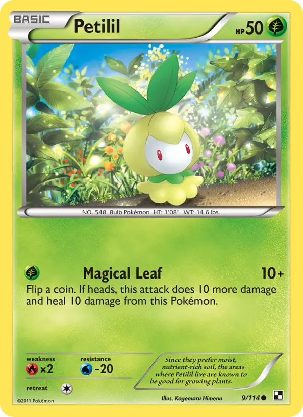 Petilil Pokemon card from Black & White