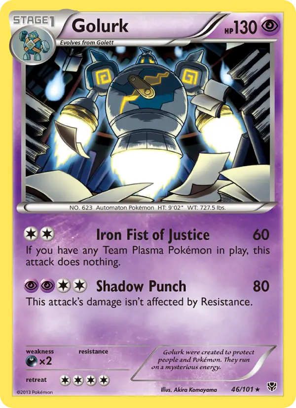 Golurk Pokemon card from Plasma Blast