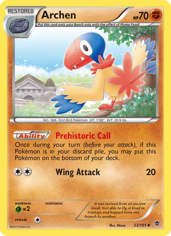 Archen Pokemon card from Plasma Blast