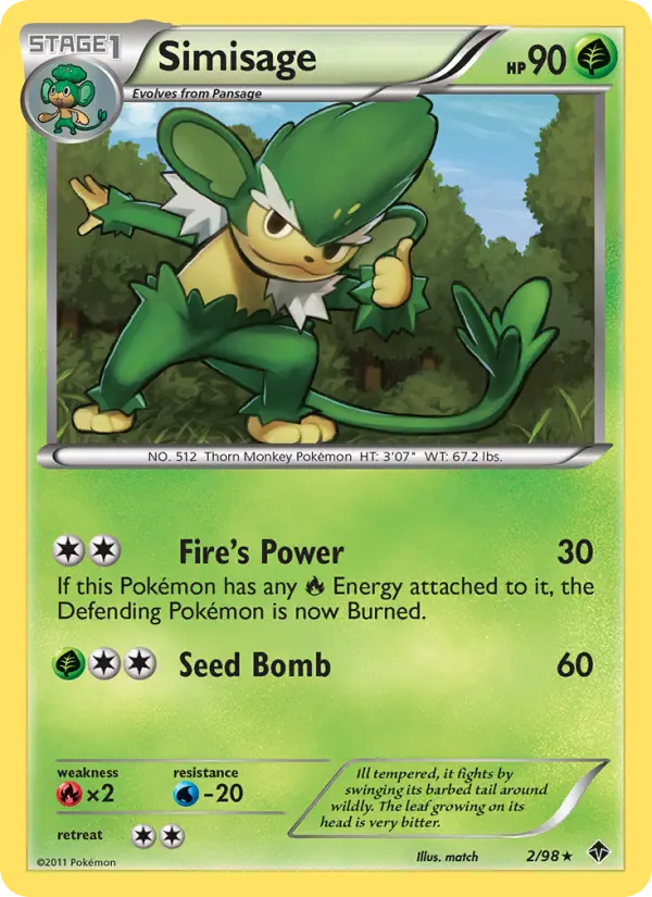 Simisage Pokemon card from Emerging Powers