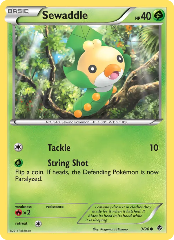 Sewaddle Pokemon card from Emerging Powers