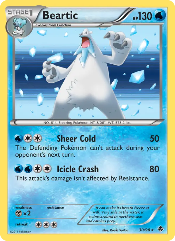 Beartic Pokemon card from Emerging Powers