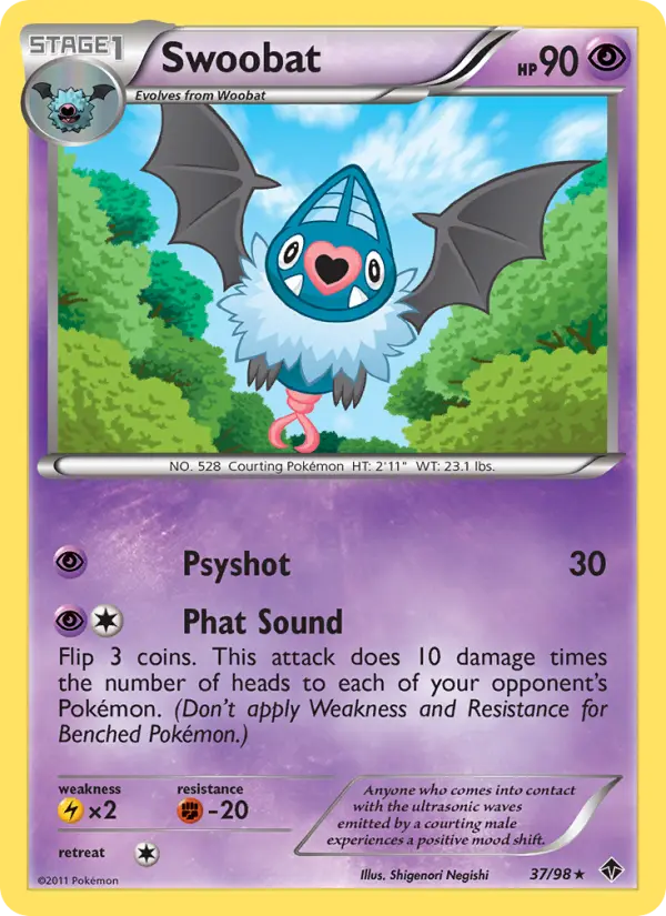 Swoobat Pokemon card from Emerging Powers