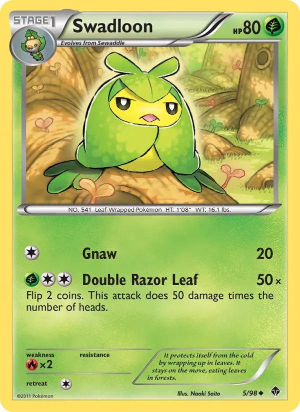 Swadloon Pokemon card from Emerging Powers