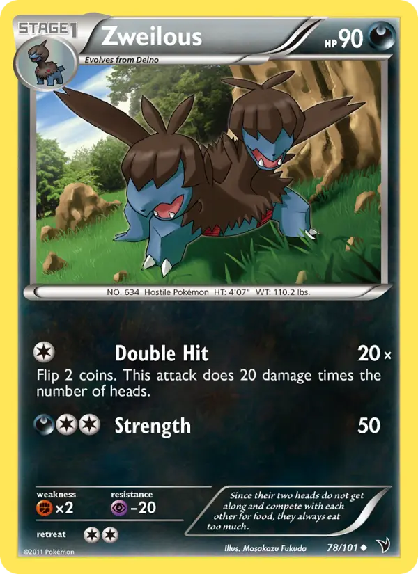 Zweilous Pokemon card from Noble Victories