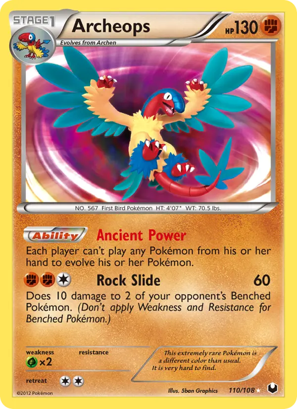 Archeops Pokemon card from Dark Explorers