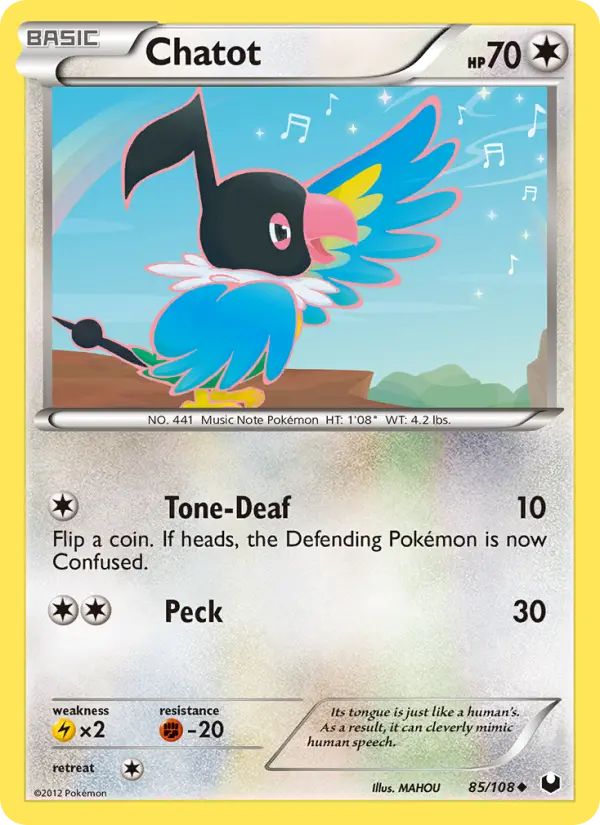 Chatot Pokemon card from Dark Explorers