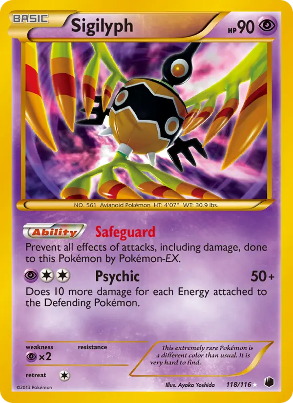 Sigilyph Pokemon card from Plasma Freeze