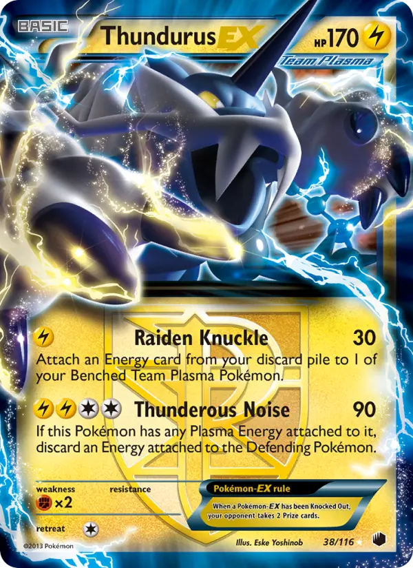 Thundurus-EX Pokemon card from Plasma Freeze