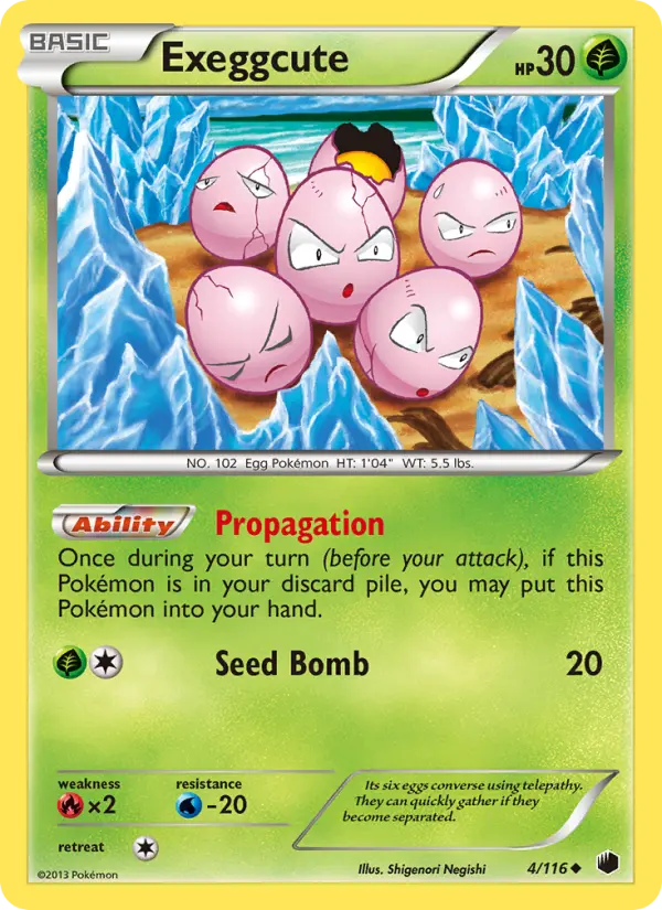 Exeggcute Pokemon card from Plasma Freeze