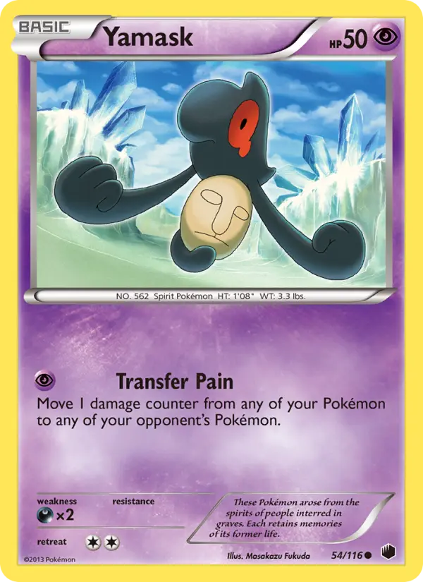 Yamask Pokemon card from Plasma Freeze