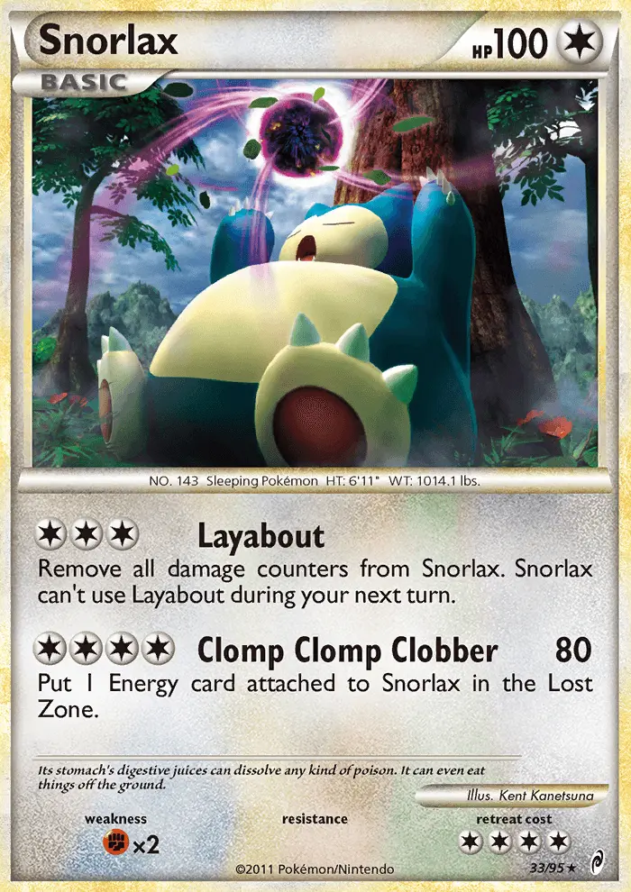 Snorlax Pokemon card from Call of Legends