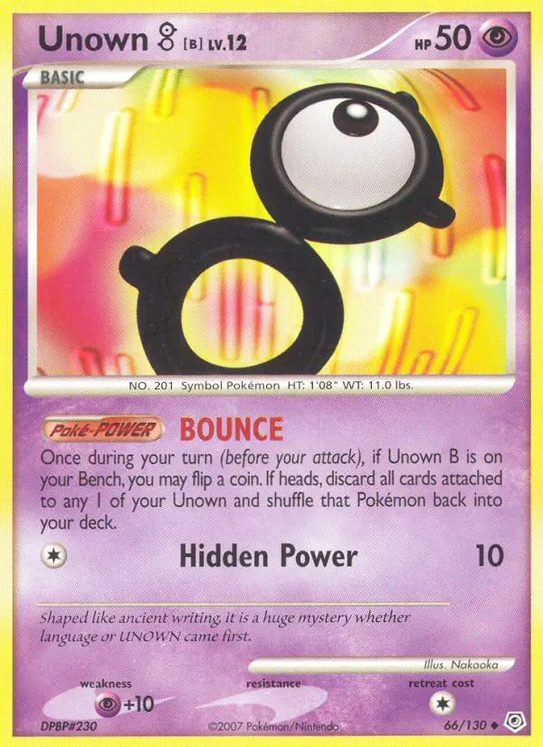Unown B Pokemon card from Diamond & Pearl