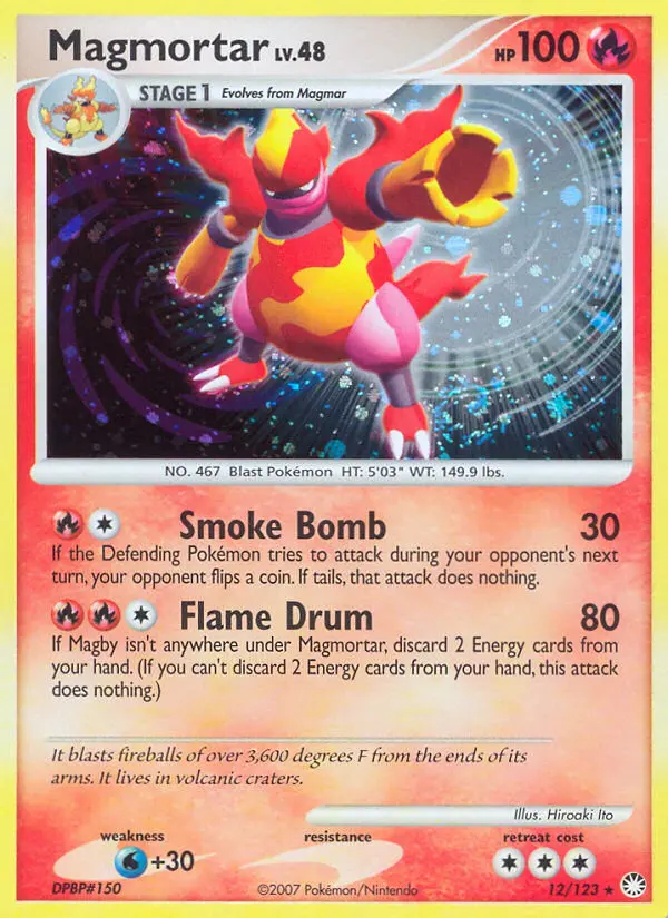 Magmortar Pokemon card from Mysterious Treasures