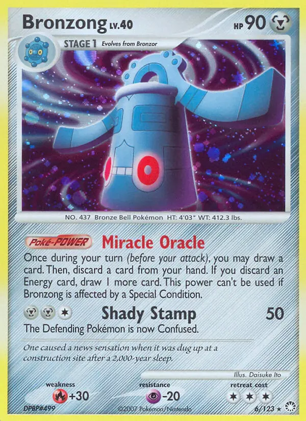 Bronzong Pokemon card from Mysterious Treasures