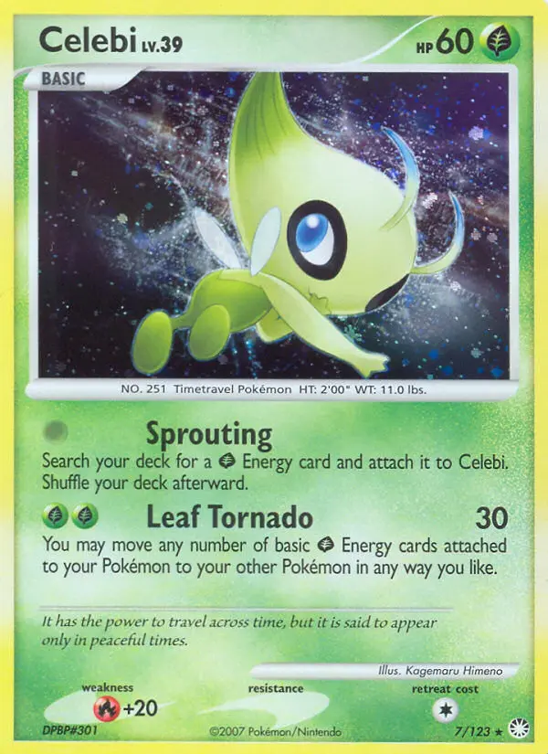 Celebi Pokemon card from Mysterious Treasures