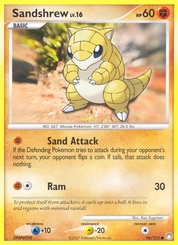 Sandshrew Pokemon card from Mysterious Treasures