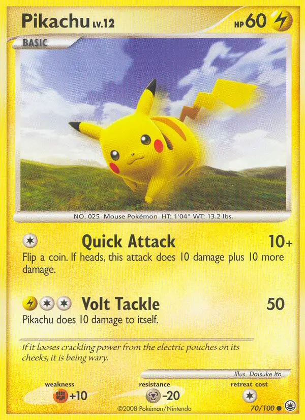 Pikachu Pokemon card from Majestic Dawn