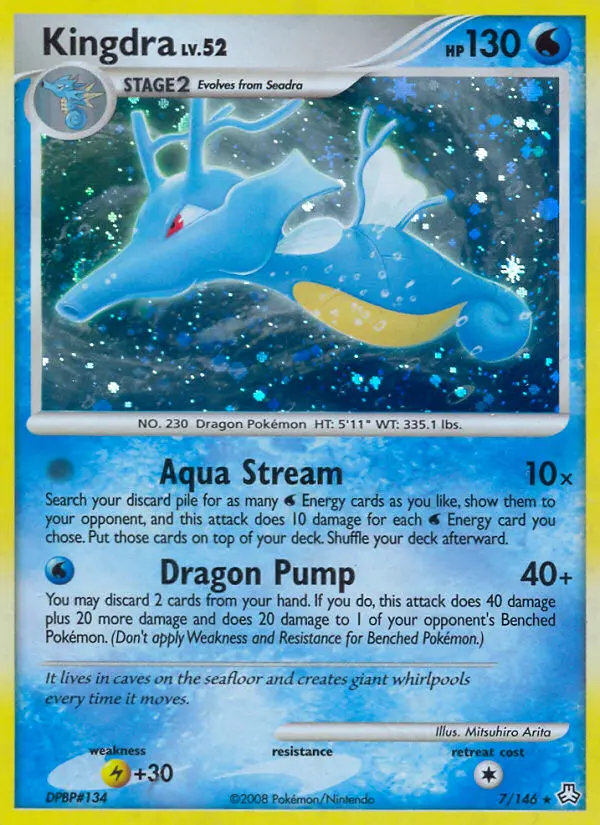 Kingdra Pokemon card from Legends Awakened