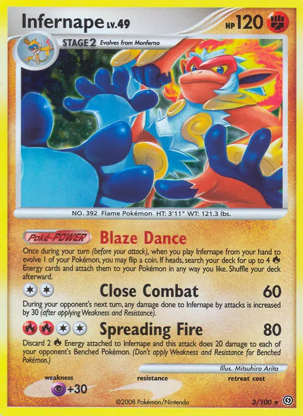 Infernape Pokemon card from Stormfront