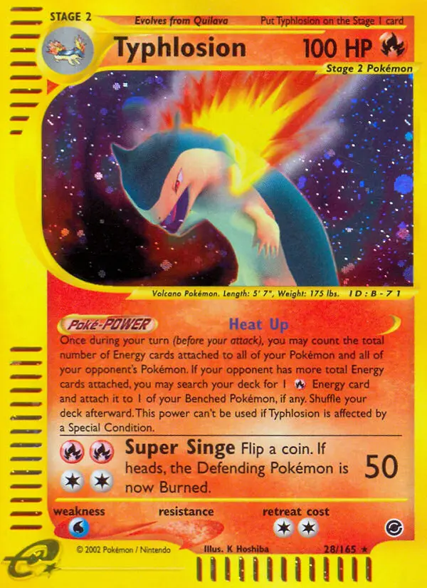 Typhlosion Pokemon card from Expedition Base Set