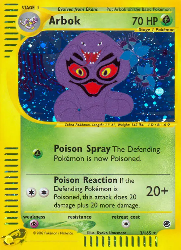 Arbok Pokemon card from Expedition Base Set