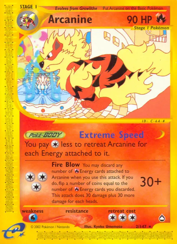 Arcanine Pokemon card from Aquapolis