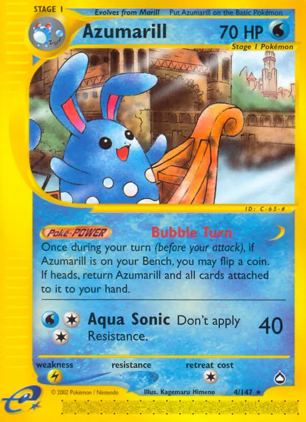Azumarill Pokemon card from Aquapolis