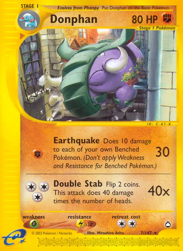 Donphan Pokemon card from Aquapolis