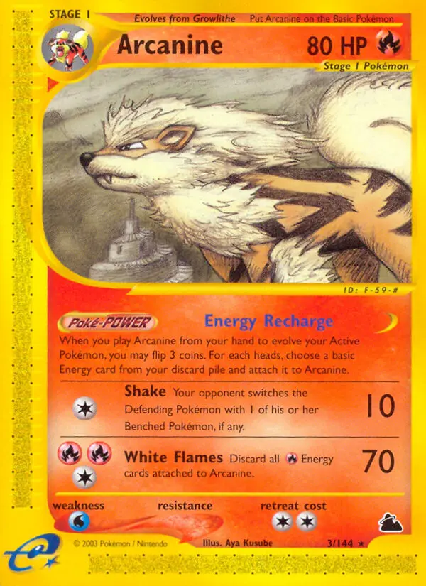 Arcanine Pokemon card from Skyridge