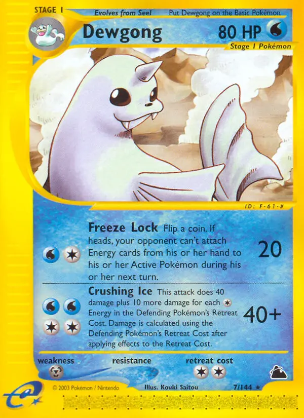 Dewgong Pokemon card from Skyridge