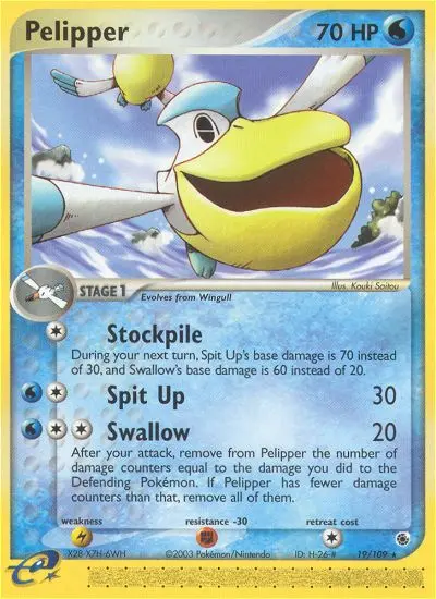 Pelipper Pokemon card from Ruby & Sapphire