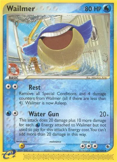 Wailmer Pokemon card from Ruby & Sapphire